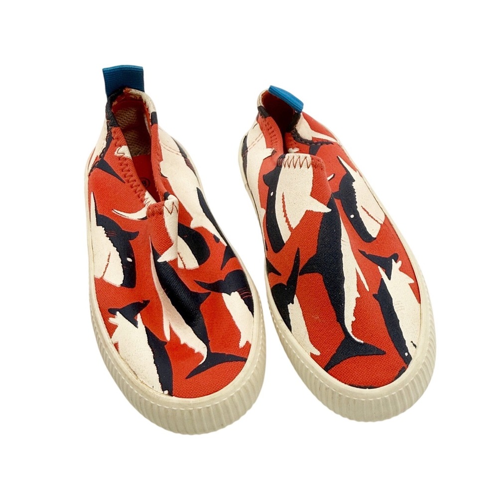 Mini Boden Kids Shark Slip On Sand Water Sneakers Red White Size EU 28 US 10.5